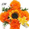 Marigold And Sunflower Bouquet 2Pcs Dia De Los Muertos Artificial Flower, Cross Wall Decor for Day Tabletop Flowers of The Dead Halloween Easter