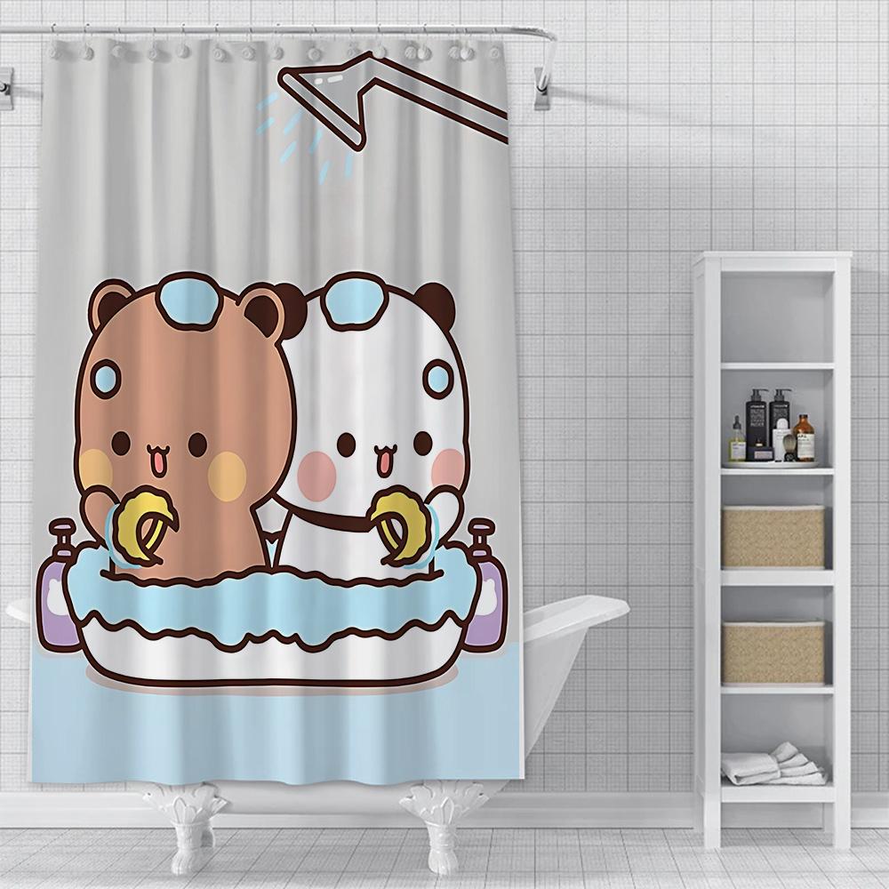 Shower Curtain Waterproof Polyester Fabric Paint Colorful Cartoon Q-Quarto B-Bubu Bath Curtains Home Bathroom Decor With Hook