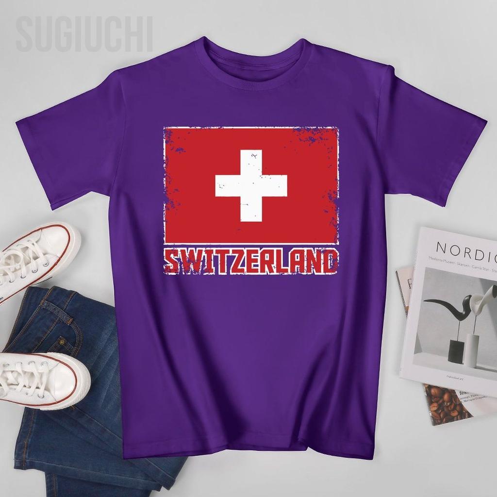 Unisex Vintage Switzerland Flag Suisse Swiss Tshirt Tees Oneck T Shirts WoUnisex Boys 100 Cotton TShirt