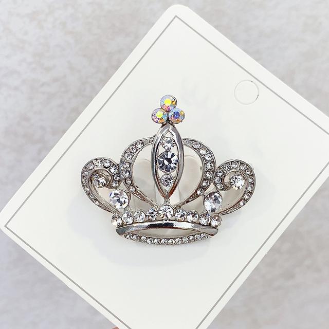 Fashion Crown Brooches Gold Silver Color Rhinestone Pearl Lapel Pin Dress Decoration Buckle Badge Jewelry Accessories For Women
