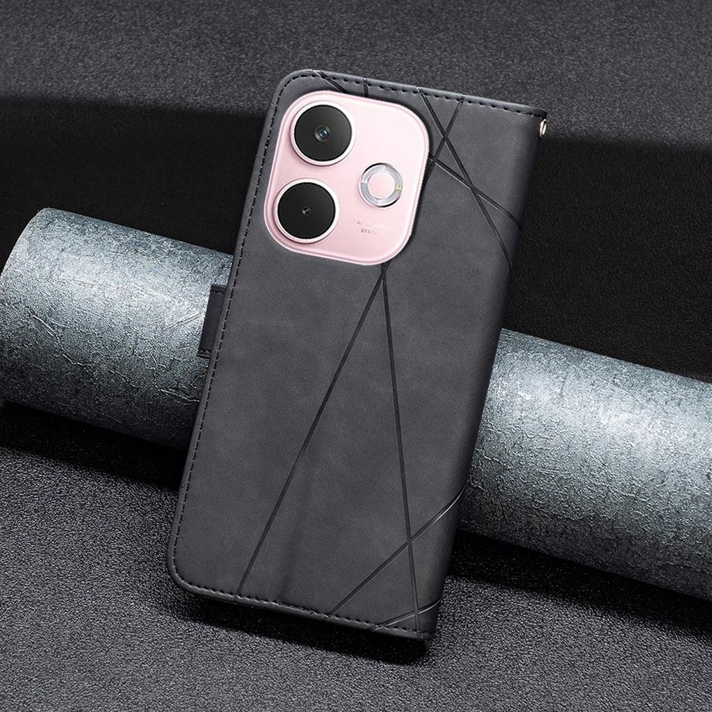 BINFEN COLOR For Oppo A5 Pro 5G Phone Cases Wallet Stand Geometry Imprinted Leather Cover