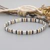 Ximang Ximang Tila Beads Enamel Stretch Bracelet Black and White Color Gold Plated Beaded Bracelets New Fashion