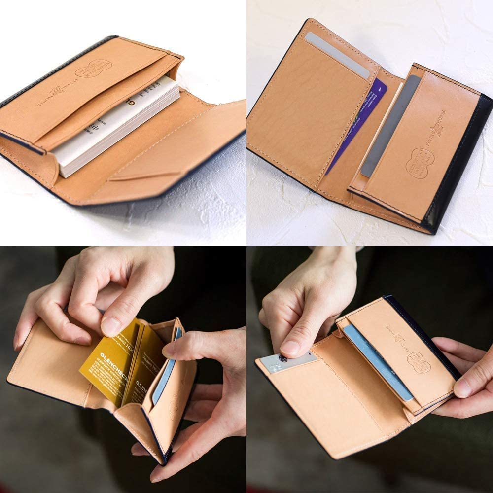 Визитница из натуральной кожи кордован, чехол для визиток из воловьей кожи для мужчин и женщин, черный [Flying Horse] (11. (Зерно))