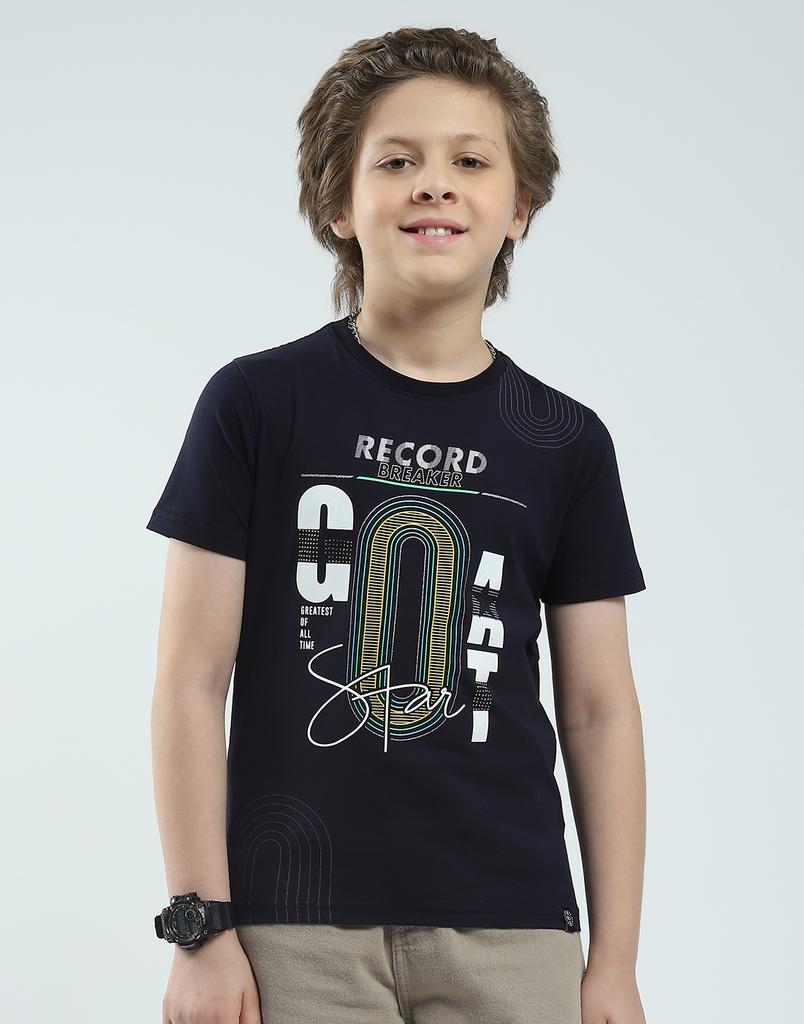 Monte Carlo Boys Printed Round Neck T-Shirt Navy Blue 5-6 YR