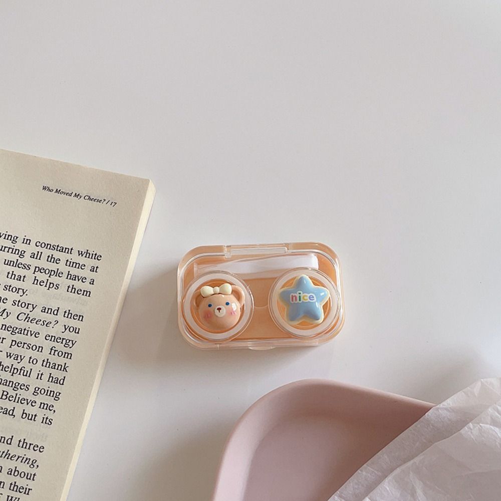 Мультяшная коробка для контактных линз, симпатичный инструмент для ухода за линзами, милый футляр для контактных линз