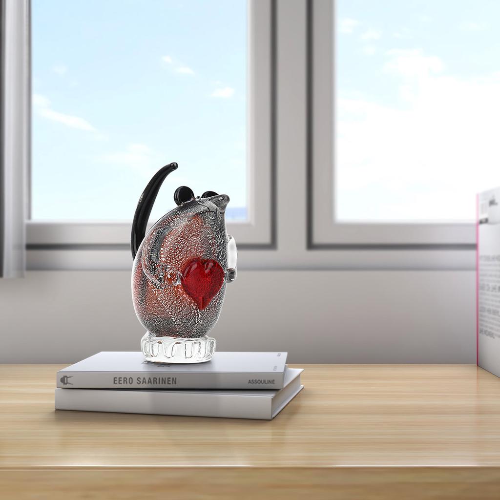 Tooarts Стеклянная скульптура мыши, стеклянный орнамент ручной работы, скульптура животного, домашний декор, подарок, ремесло