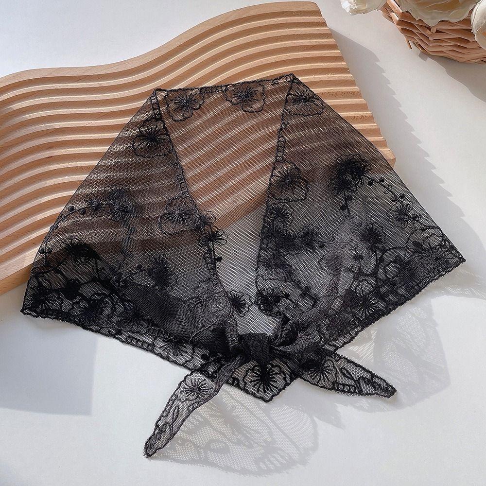 Embroidered Flower Shawl Elegant Headscarf Fashion Triangle Scarf Women