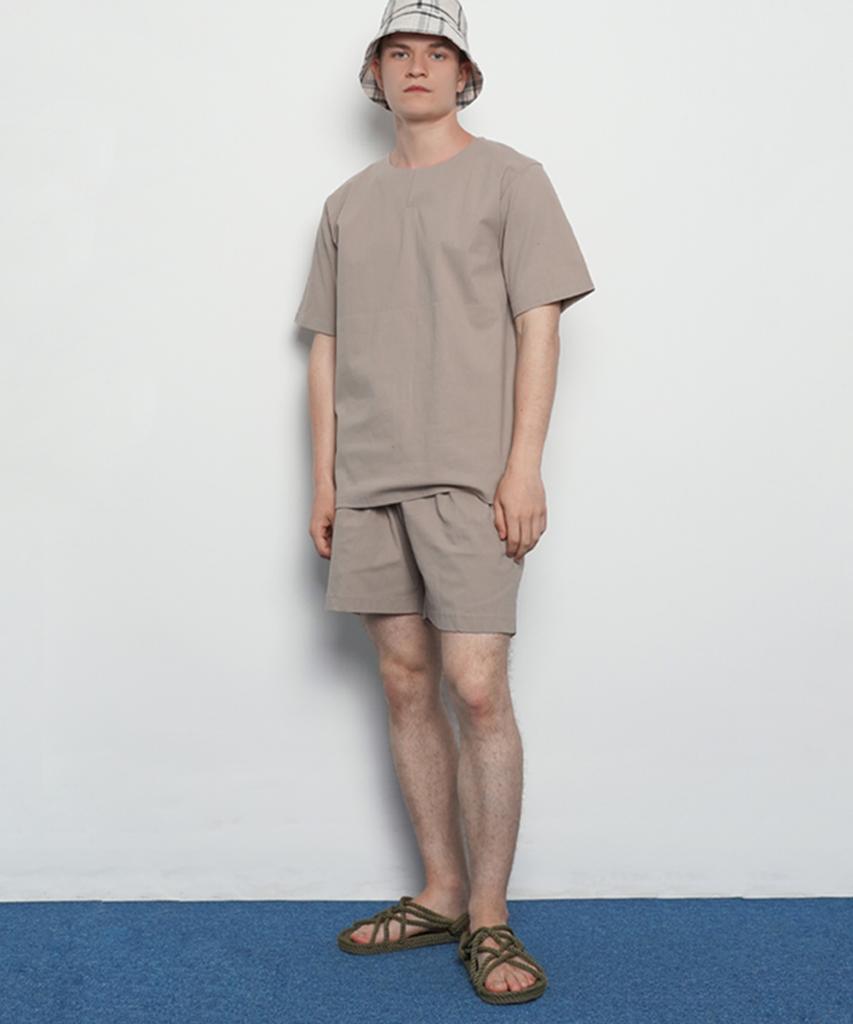 THE-ABON Mw143 Linen Slit Setup Pants Charcoal