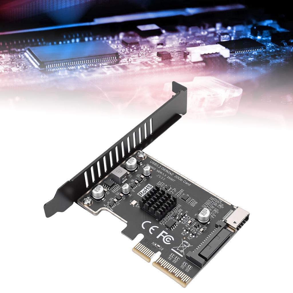 PCI Express Expansion Card TYPE E Front Type C 20Gbps PCIe To USB 3 Serial ATA 15 PIN Expansion Card Compatible with PCIE X4 X8 X16