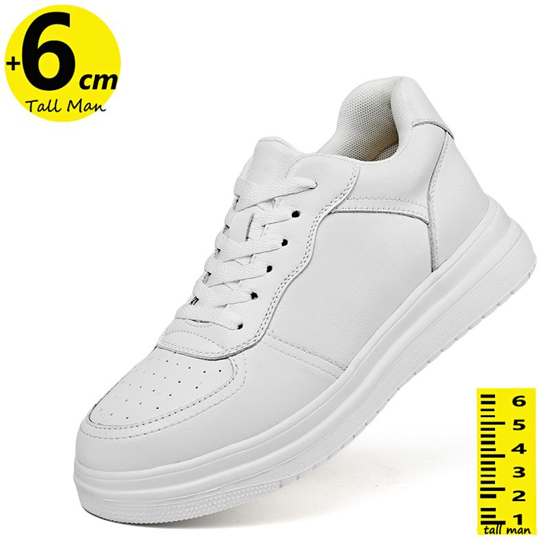Мужские туфли Оксфорды на платформе Увеличивающие рост Chunky Sneakers Увеличение роста 6 см Унисекс Белые Большие размеры 36-44