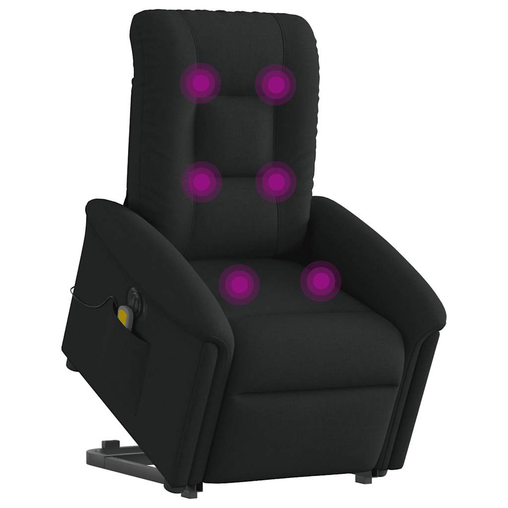 Electric Recliner Chair with Lift Function Black Fabric