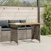 Garden Table with Wooden Top Gray 110x68x70 cm Poly Rattan