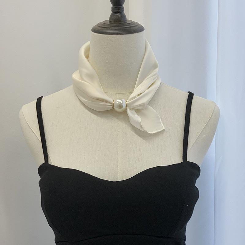 Шелковый шарф новое жемчужное ожерелье весенне-летний тонкий магнитная застежка ленивый шелковый шарф женский шарф-подвеска цепочка на ключицу