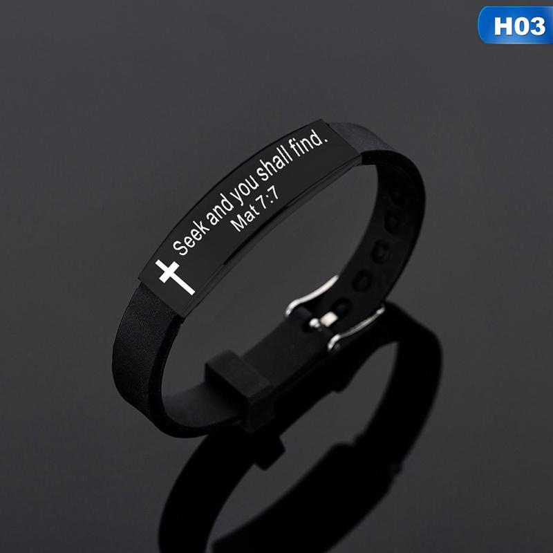 Цитата Религиозный Крест Иисуса Писания Христианский Библейский Стих Вдохновляющие Вера Силиконовые Браслеты Для Мужчин Женщин Ювелирные Изделия