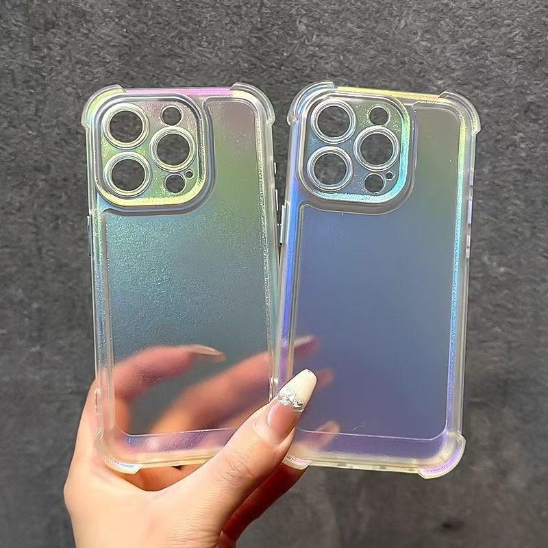 Для Apple 16Pro Лазерный Цветной Чехол для Телефона для IPhone 15 Подушка Безопасности на Четырех Углах Противоударный 14 Матовая Защитная Крышка