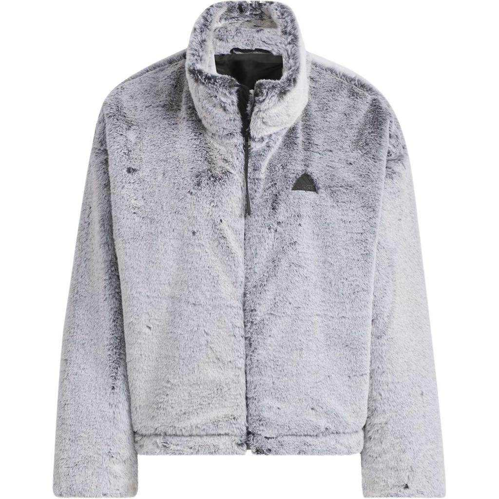 Adidas Танцевальная теплая меховая куртка, удобная спортивная повседневная плюшевая куртка с длинным рукавом, женские куртки черного и пурпурного цветов JJ1081