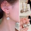 Hook Earrings Bling Rhinestone Iridescent Elegant Temperament High Gloss Faux Pearl Drop