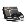 Air Jordan 1 Кожаные Амортизация Устойчивые к истиранию Низкие Винтажные Баскетбольные Кроссовки Унисекс Черно-серые 553558-081(Team1104SBOX)
