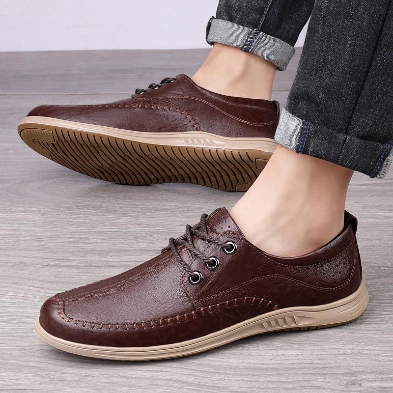 Мужская обувь из текстурированной переплетенной кожи, Модная Business Casual, Мягкая подошва и верх, Британский дизайн на шнуровке