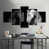5 панелей, черно-белые постеры и принты с лошадьми, холст с изображением животных, современный домашний декор, настенное искусство для гостиной, БЕЗ РАМКИ