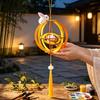 Chinese Style Lantern Kit DIY for Mid-Autumn Festival, Hollow Wooden Rotating Ring Hanging Ornament with Rabbit, Handmade LED Candle Toy Tassels