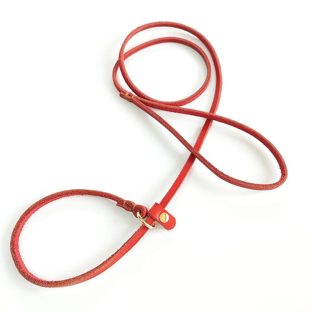 Real Leather Slip Dog Leash for Small Medium Dogs Puppies Lightweight Thin but Sturdy Adjustable Slip Lead for Dogs 0.6cm Wide