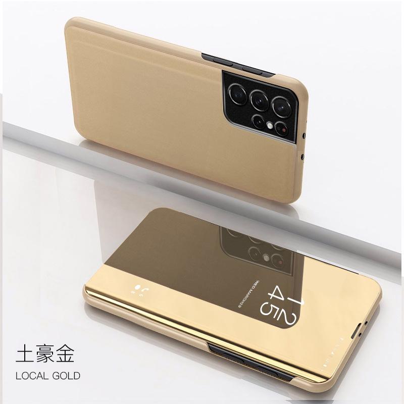 Применимо к Samsung S26ULTRA чехол из гальванизированной кожи, чехол для мобильного телефона A56 с крышкой-книжкой, зеркальный S8 с трехмерной подставкой, противоударный