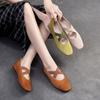 Cross Strap Square Toe Solid Color Flat Casual Comfortable Soft Sole Women's Slip-on Shoes