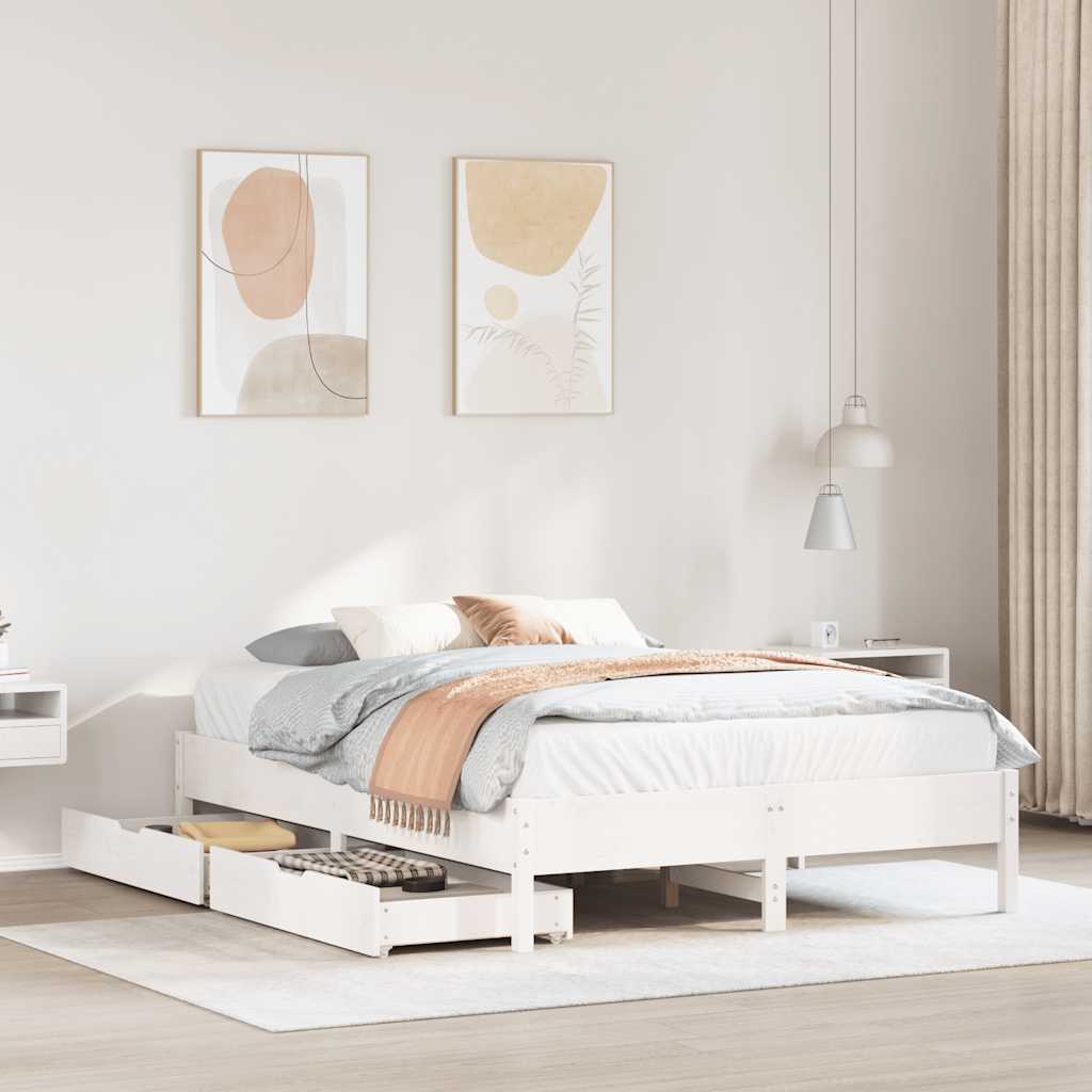 Solid Wood Bed without Mattress White 120x200 cm Pine Wood