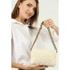 Women's Cream Chain Quilted Shoulder Bag