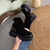 Vintage British Style  Boots for WomenSummer New Warm Versatile Thick Soled Chunky Heel Short Boots Stretch Slim Boots Comfortable Soft Sole Non slip