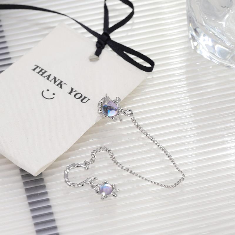 Женские модные асимметричные серьги-пусеты с лунным камнем и опалом - крутая модная бижутерия с серебряной иглой