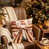 Christmas Pillow Cover With Bow Tie Decorative Square Cushion Case Sofa Chair Living Room Holiday Home Decoration