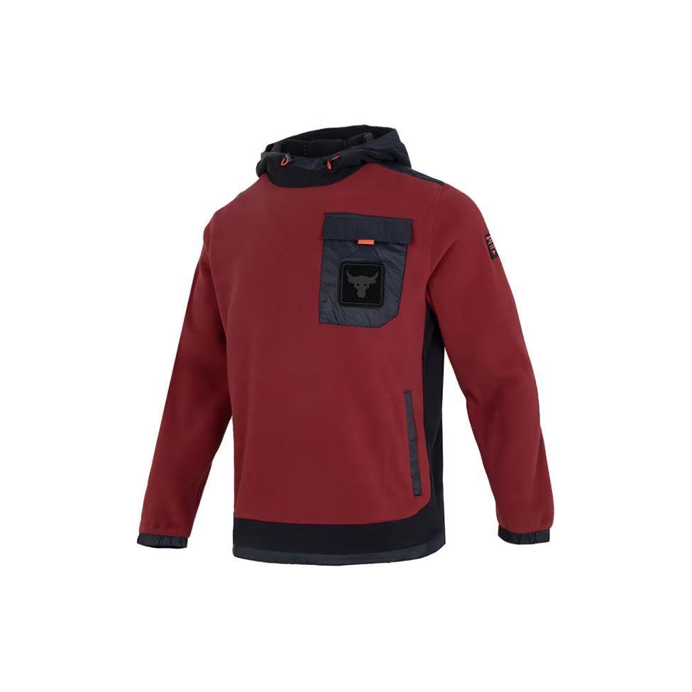 Under Armour Цветные блоки для активного отдыха, повседневные спортивные американские толстовки с капюшоном, пуловер с длинным рукавом, мужские толстовки с капюшоном, темно-красный 1367134-626