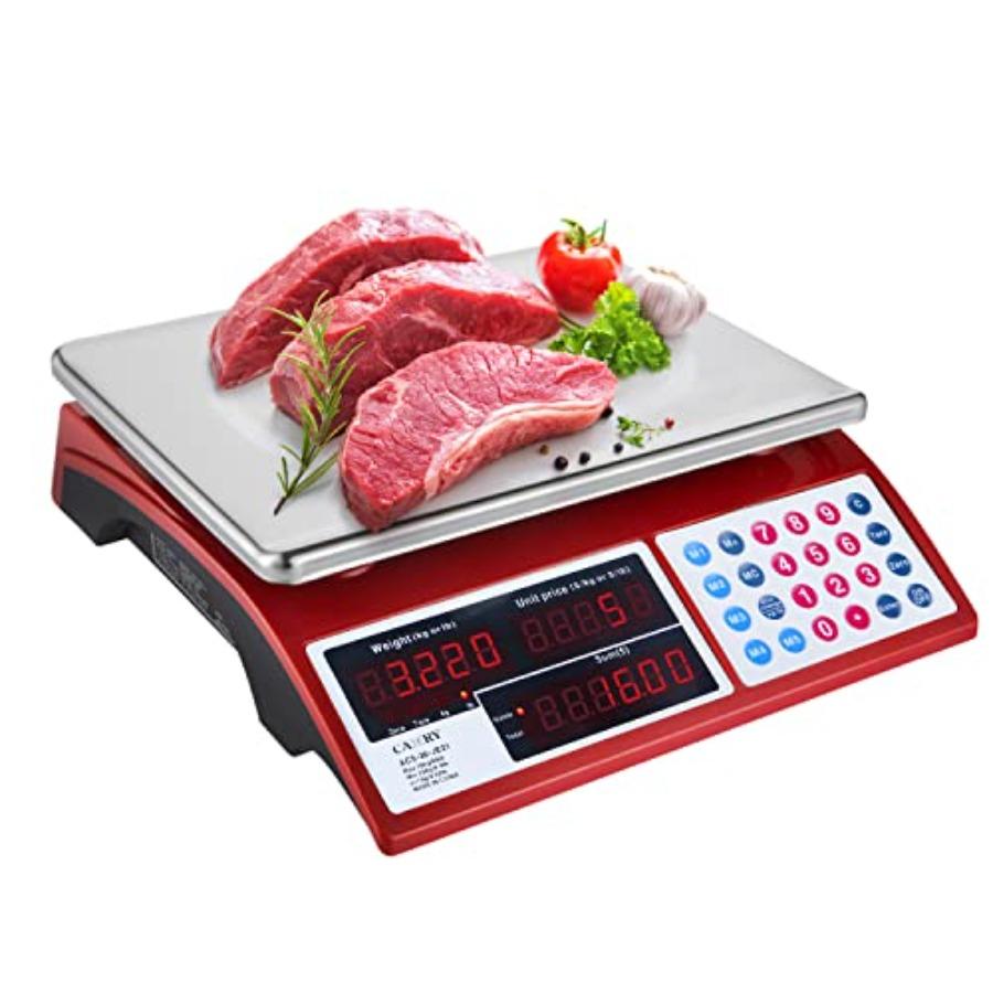 Весы с функцией расчета цены Коммерческие весы для продуктов 66 фунтов / 30 кг Фрукты Мясо Овощи Двойной яркий светодиодный дисплей Платформа из нержавеющей стали для