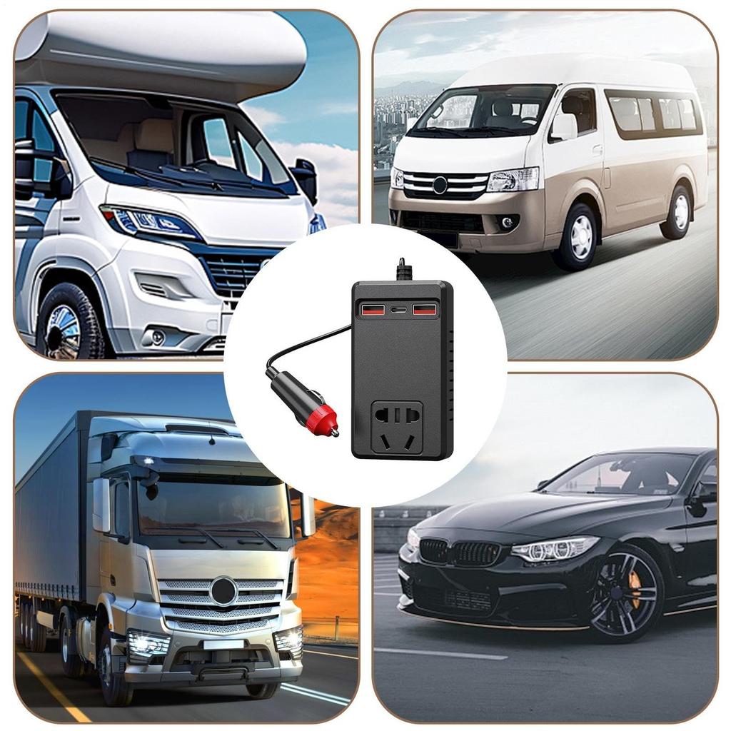 Inverter for Car, 220V Car Charger Inverter, Temperature Control Portable Charger Battery Adapter Plug for Vehicle RV Truck Laptop Camping