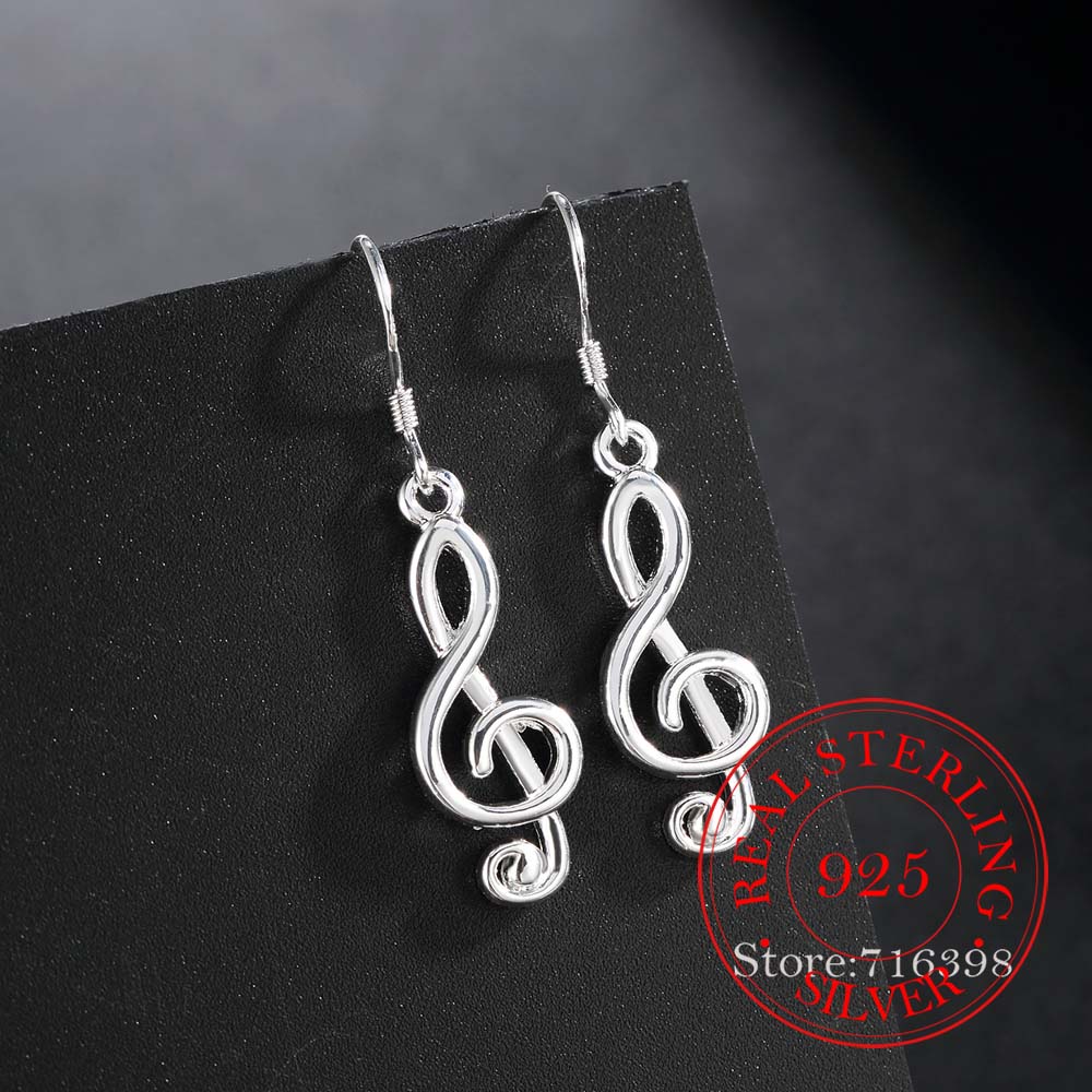 Серьги из стерлингового серебра 925 пробы, корейские винтажные длинные висячие серьги с музыкальной нотой для женщин, помолвочные свадебные украшения