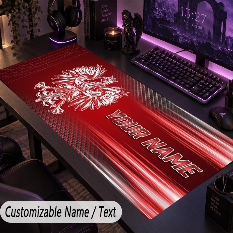 Custom Text Big Mousepad, Extended Desk Pad For Laptop Work GamePoland