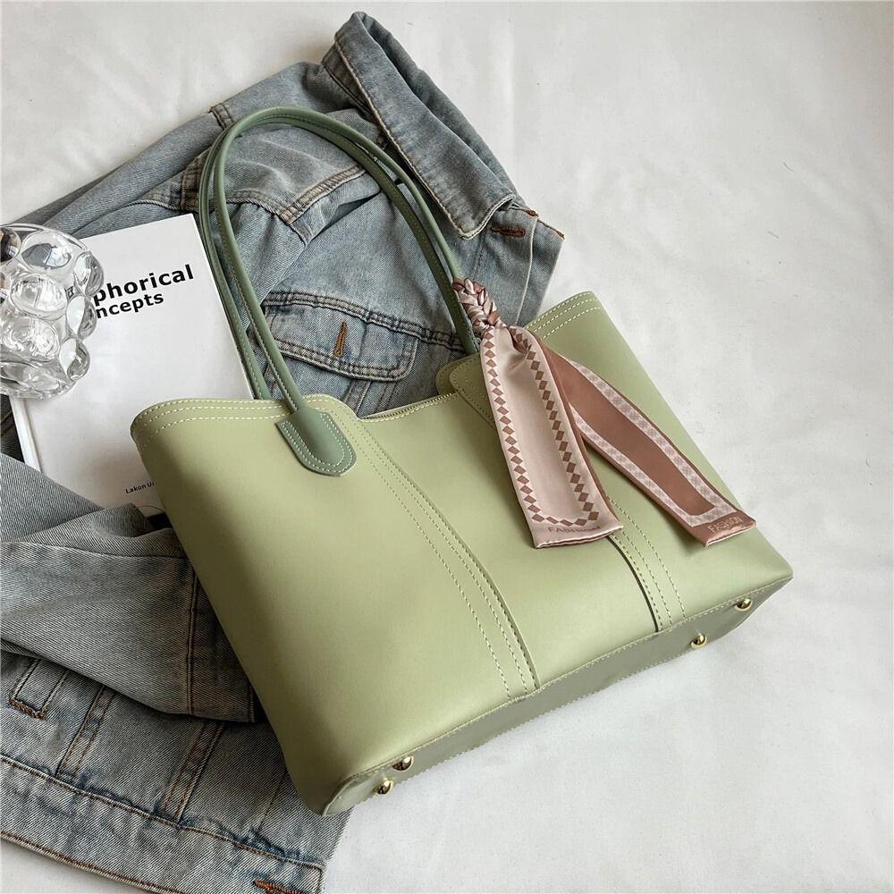 Silk Scarf One Shoulder Bag Korean Style Women Handbag Underarm Bag Tote Bag Shopping