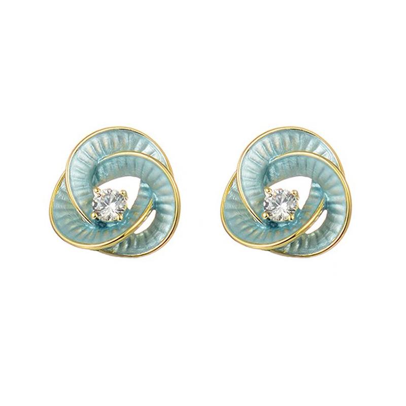 Zircon spiral small fresh ear clips women's spring and summer ear hole earrings new niche simple oil drip jewelry earrings clips