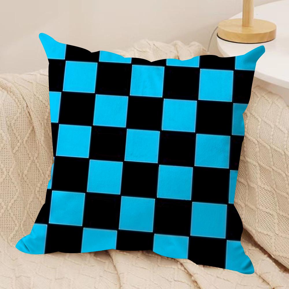 Checkered Square Cushion Cover Soft Plush Fabric DoubleSided Printed Cushion Covers for All Seasons Modern HomeDecor Gift