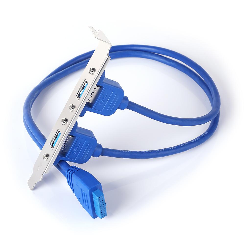 1-5 шт. Кабель-адаптер USB 3.0 20-контактный на двойной USB 3.0 для материнской платы, планка расширения USB 3.0 для задней панели ПК, синий