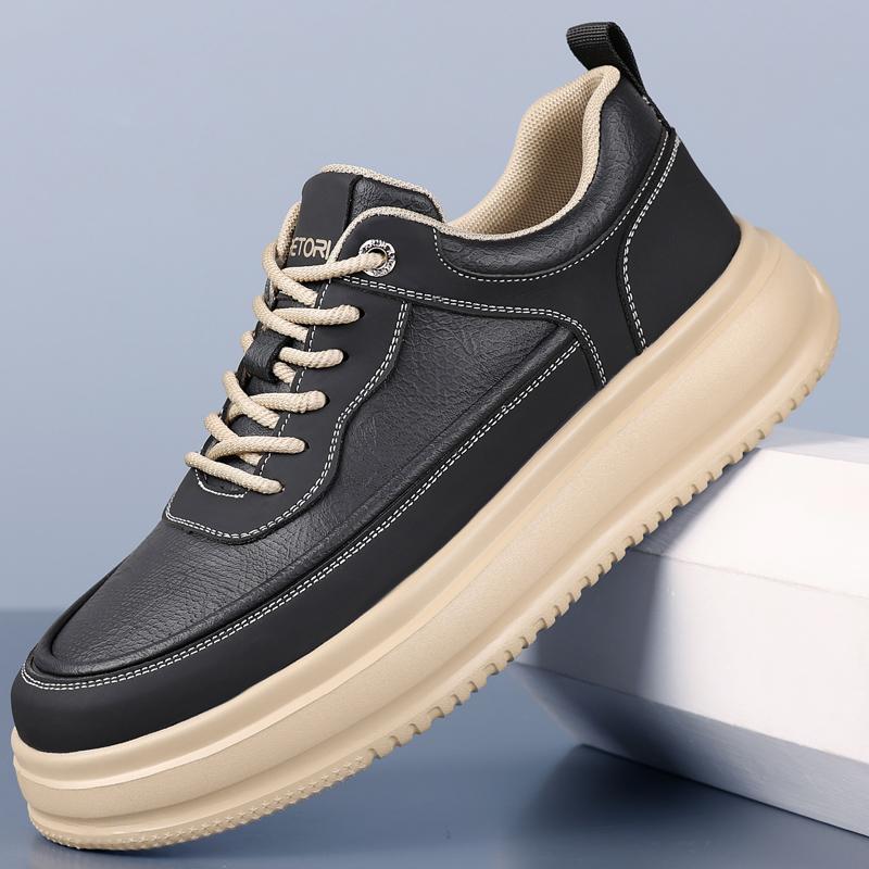 Fashion Versatile Outdoor Walking Shoes Fashion Brand Skate Shoes Men's Leather Platform Casual Shoes Wear-resistant Men's Oxford Flats