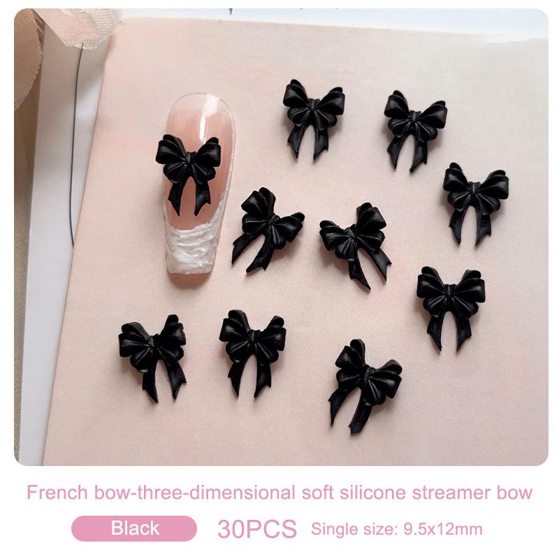 30 шт. красочные ленточные банты для ногтей, подвески, ленточные галстуки, детали для ногтей, смоляные 3D-украшения для ногтей, аксессуары Kawaii