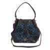 Used 9726 Signature Mickey Drawstring F37224 7922 Denim Jacquard Drawstring 2-Way Shoulder Bag Logo Denim Blue Women's