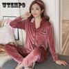 Женские зимние пижамы, спальные костюмы, теплая одежда для сна, бархатная пижама, домашняя одежда, комплекты топа и трусиков с длинными рукавами и застежкой на пуговицы, большие размеры M-5XL