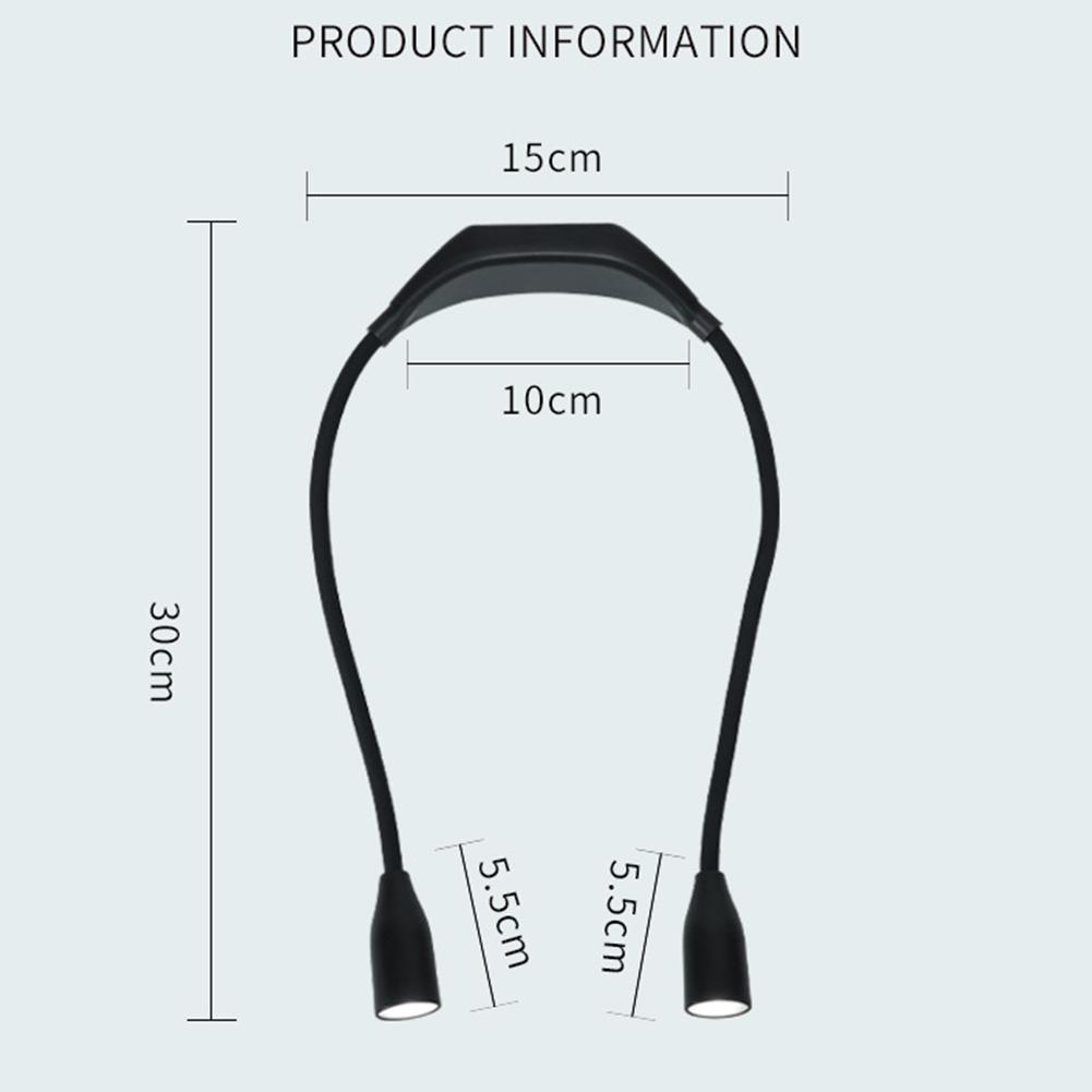 Светодиодный налобный светильник для чтения с гибкими дужками, лампа для чтения, регулируемая яркость, светодиодный ночник, фонарик для чтения, рукоделия, вязания