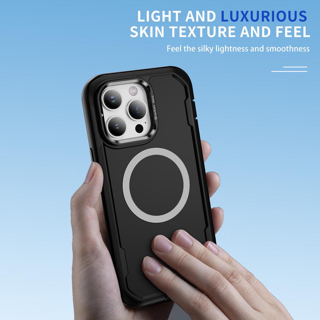 For iPhone 13 Pro Case Compatible with MagSafe Lens Frame Kickstand TPU + PC Shockproof Phone Cover