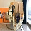 Осенний и зимний квадратный шарф из шелка и кашемира с принтом, теплый шарф