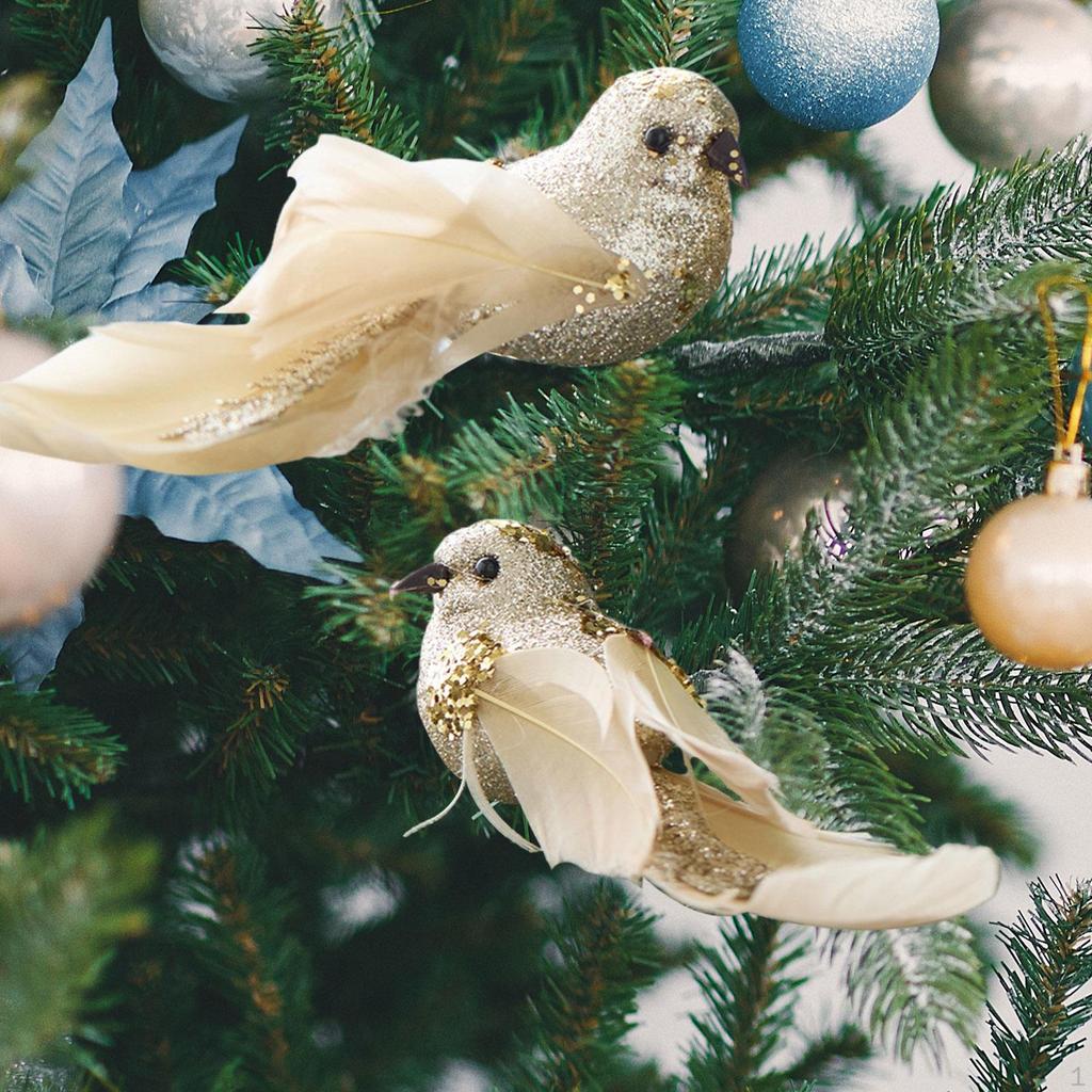 2 Artificial Bird Decorations, Ornaments, Feather Figures, Sculptures Made of Foam with